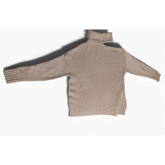 New Promesa One Shoulder Turtleneck Sweater S Beige Cutout Knit Oversized - Picture 2 of 14